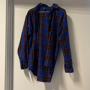 Deep royal blue flannel button down shirt